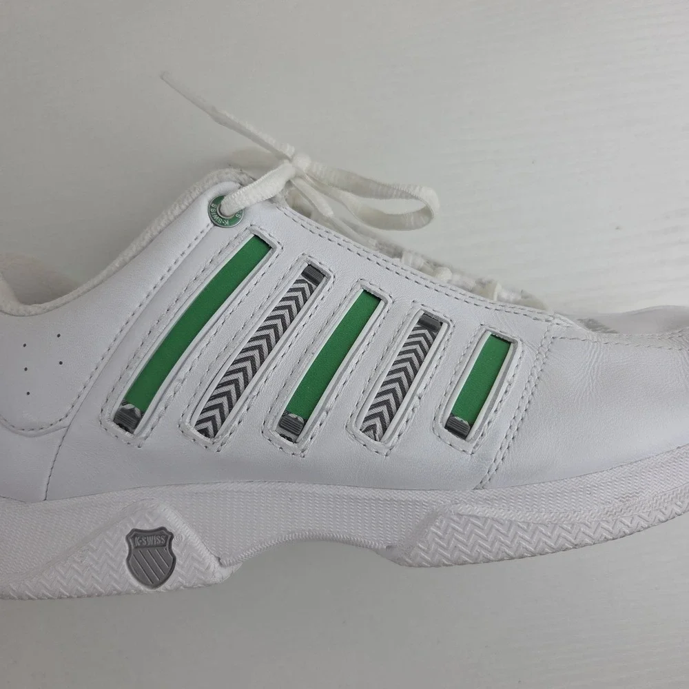 K Swiss Vintage Stripe Shifter White/Green Zig Zag Customizable Stripes Womens 7